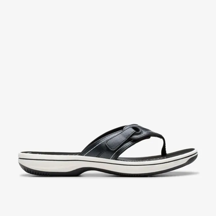 Clarks Brinkley Reyna Black Flip Flop Black Women Flat Sandals
