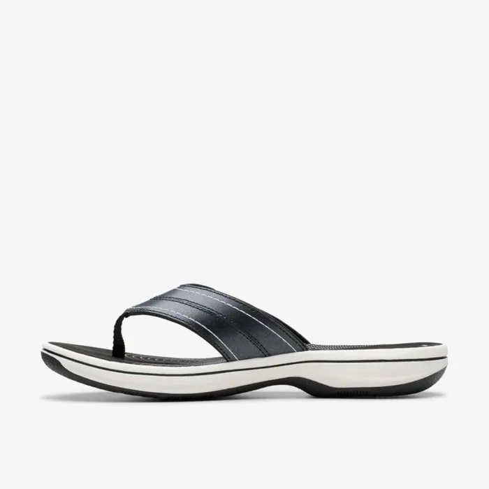 Clarks Brinkley Reyna Black Flip Flop Black Women Flat Sandals