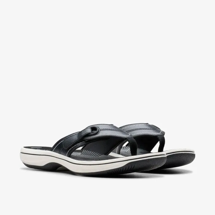 Clarks Brinkley Reyna Black Flip Flop Black Women Flat Sandals