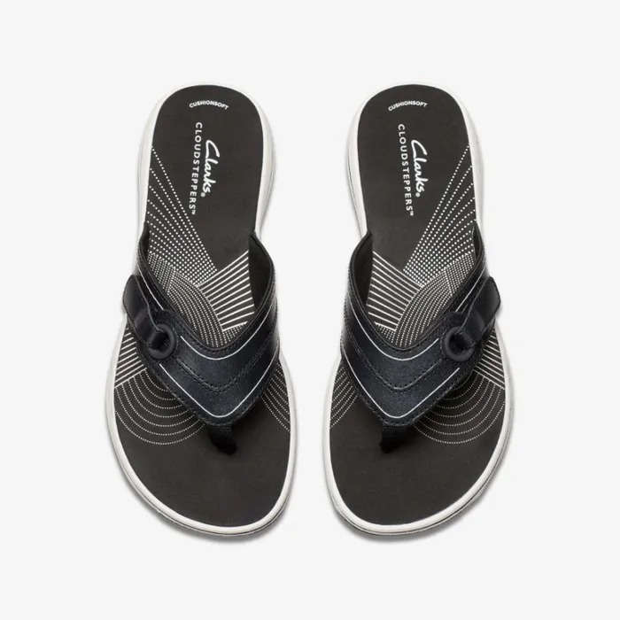 Clarks Brinkley Reyna Black Flip Flop Black Women Flat Sandals