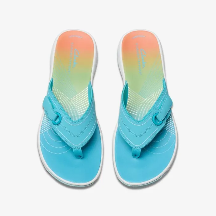 Clarks Brinkley Reyna Turquoise Ombre Flip Flop Turquoise Ombre Women Flat Sandals