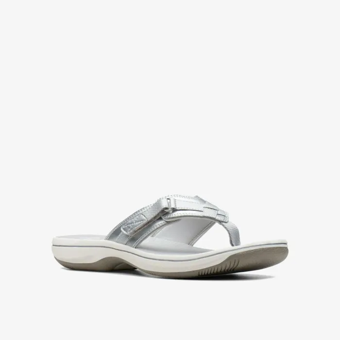 Clarks Brinkley Sea Silver Synthetic Flip Flops Silver Synthetic Women Sliders And Flip Flops