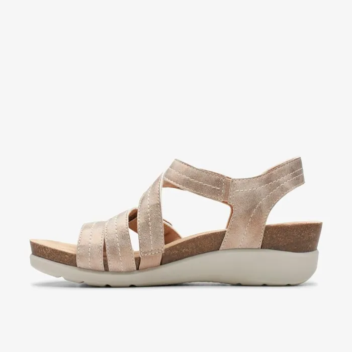 Clarks Calenne Clara Bronze Metallic Wedges Bronze Metallic Women Wedge Sandals