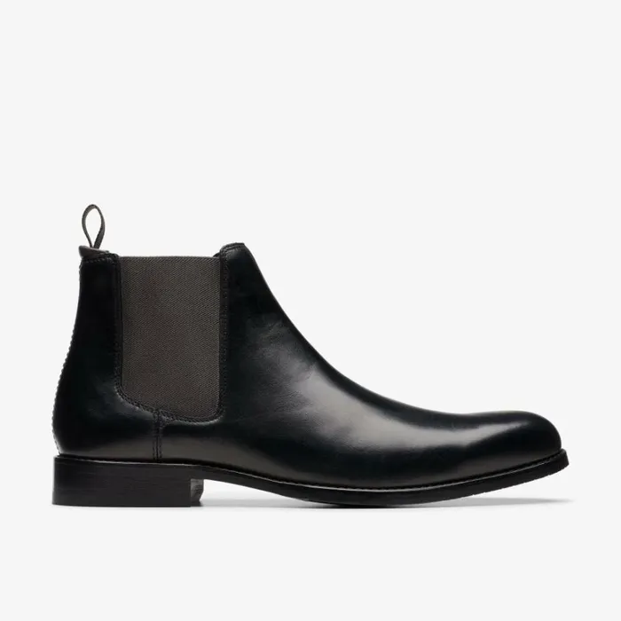 Clarks Craft Arlo Top Black Leather Boots Black Leather Men Chelsea Boots