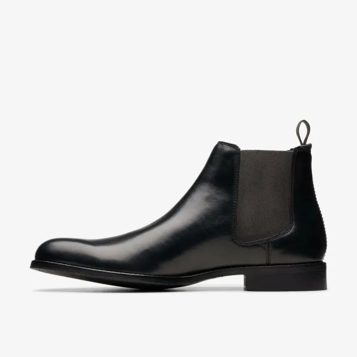 Clarks Craft Arlo Top Black Leather Boots Black Leather Men Chelsea Boots