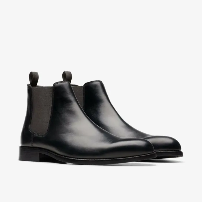 Clarks Craft Arlo Top Black Leather Boots Black Leather Men Chelsea Boots