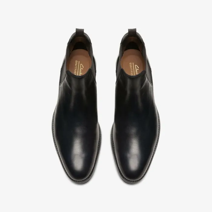 Clarks Craft Arlo Top Black Leather Boots Black Leather Men Chelsea Boots