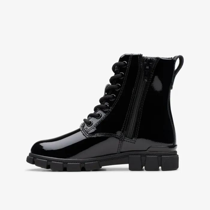 Clarks Evyn Charm Kid Black Patent Ankle Boots Black Patent Kids Boots