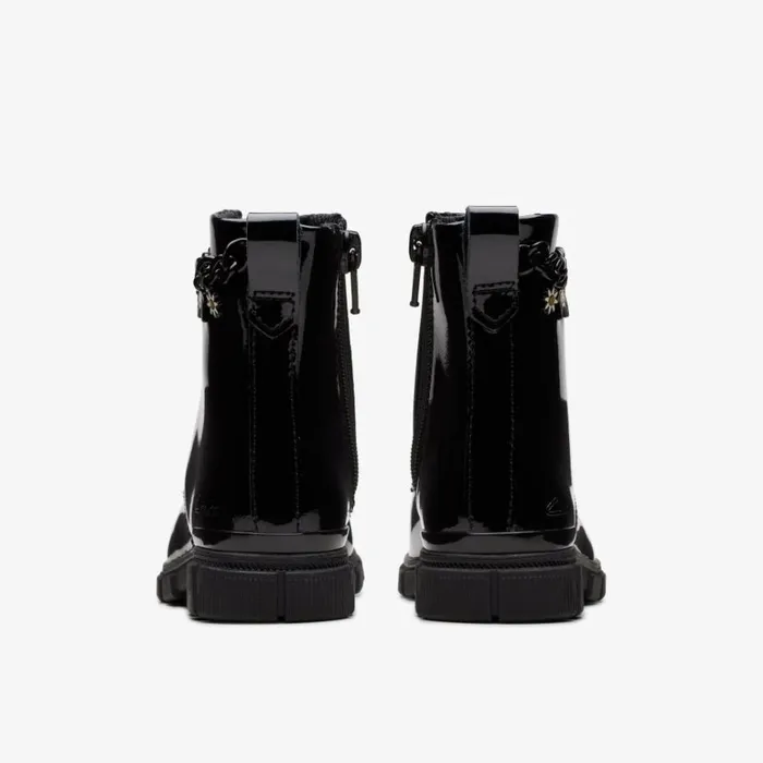 Clarks Evyn Charm Kid Black Patent Ankle Boots Black Patent Kids Boots