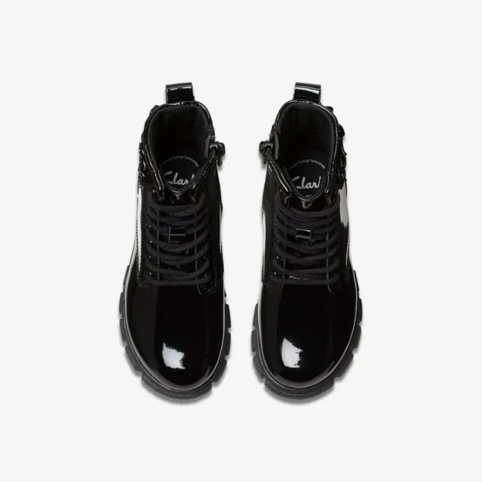 Clarks Evyn Charm Kid Black Patent Ankle Boots Black Patent Kids Boots