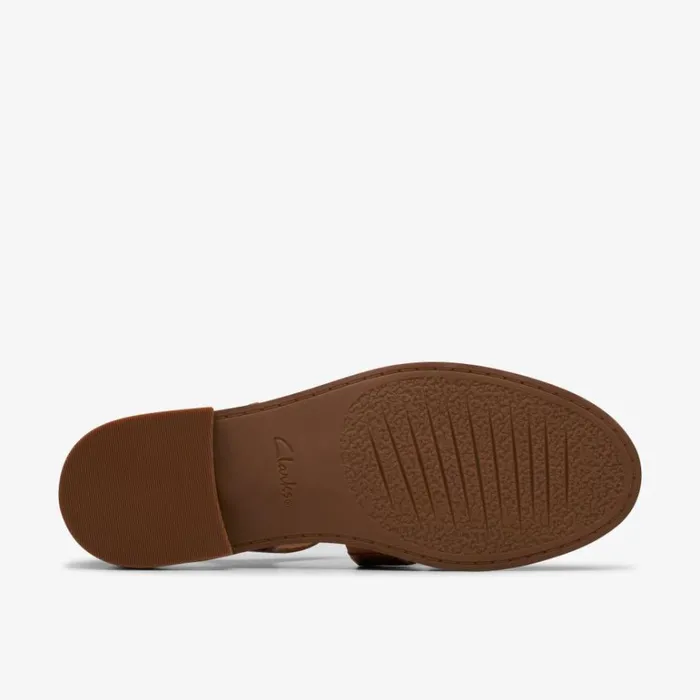 Clarks Hana Sun Tan Leather None Tan Leather Women Flat Sandals