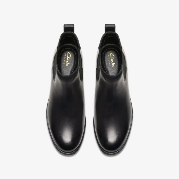 Clarks Havisham Top Black Leather Ankle Boots Black Leather Women Chelsea Boots
