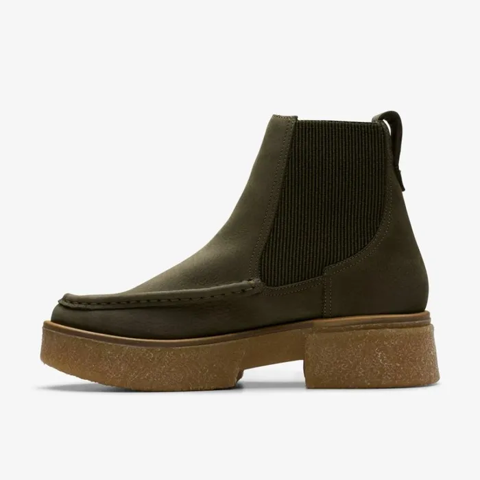 Clarks Linoso Top Dark Green Nubuck Chelsea Boots Dark Green Nubuck Women Chelsea Boots