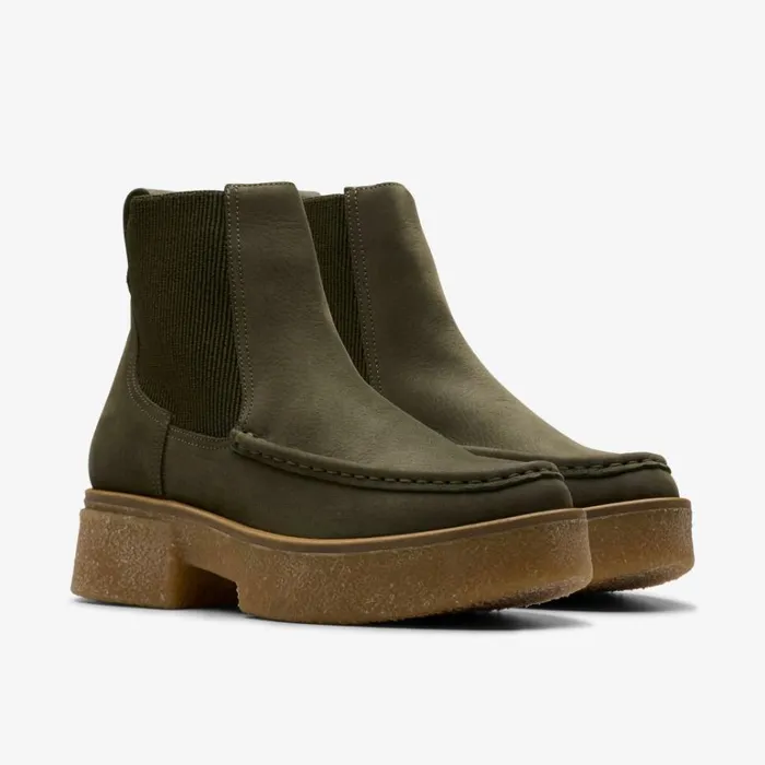 Clarks Linoso Top Dark Green Nubuck Chelsea Boots Dark Green Nubuck Women Chelsea Boots