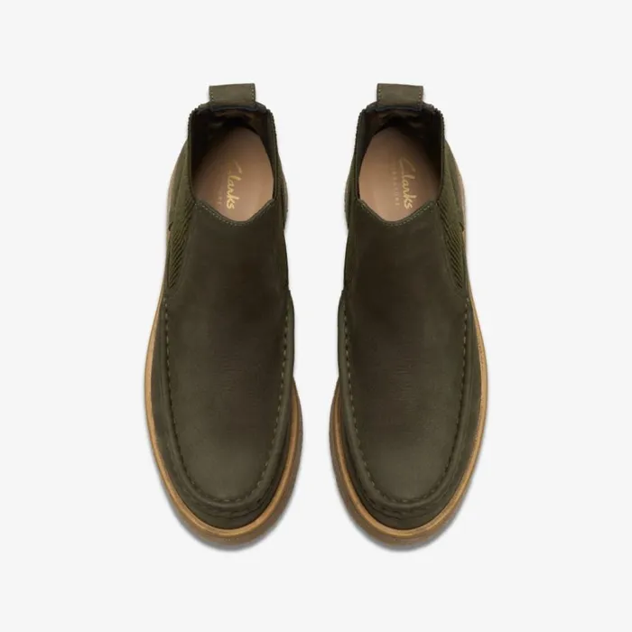 Clarks Linoso Top Dark Green Nubuck Chelsea Boots Dark Green Nubuck Women Chelsea Boots