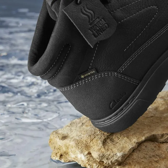 Clarks Mapstone Hi GORETEX Black Warmlined Leather Ankle Boots Black Warmlined Leather Men High Grip Shoes And Boots