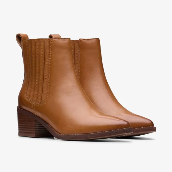 Clarks Morzine Top Tan Leather Chelsea Boots Tan Leather Women Chelsea Boots