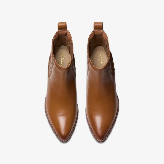 Clarks Morzine Top Tan Leather Chelsea Boots Tan Leather Women Chelsea Boots