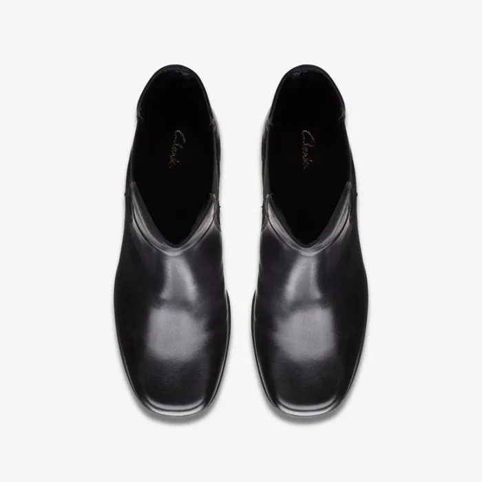 Clarks Pique Up Black Leather Chelsea Boots Black Leather Women Chelsea Boots