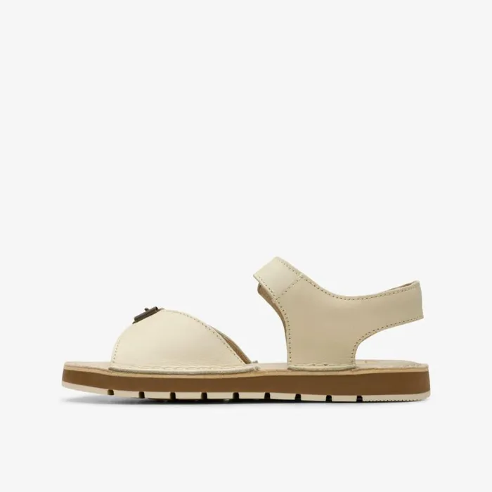Clarks Playsun Kid Off White Leather Flat Sandals Off White Leather Kids Sandals