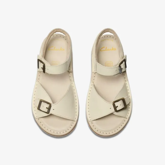 Clarks Playsun Kid Off White Leather Flat Sandals Off White Leather Kids Sandals