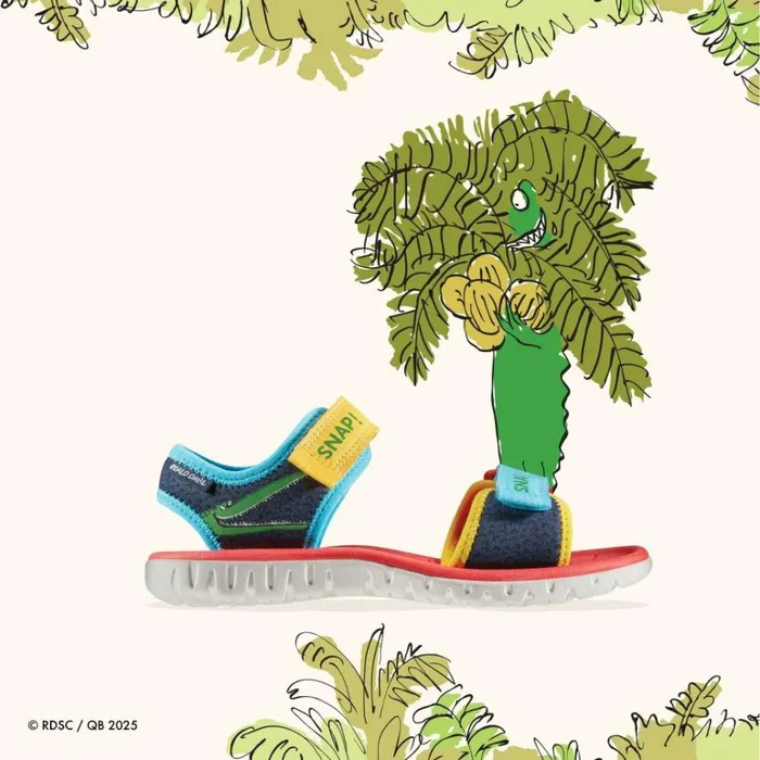 Clarks Roald Dahl Surfing Ace Kid Navy Print Flat Sandals Navy Print Kids Sandals