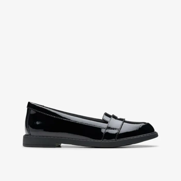 Clarks Scala Loafer Kid Black Patent Loafers Black Patent Kids School Shoes