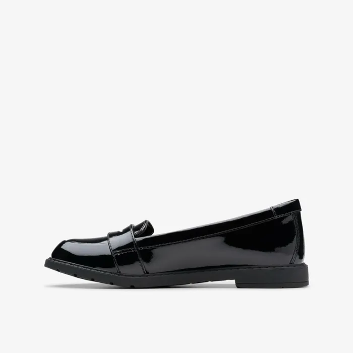 Clarks Scala Loafer Kid Black Patent Loafers Black Patent Kids School Shoes