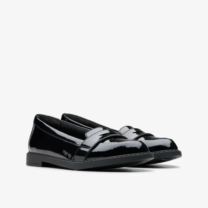Clarks Scala Loafer Kid Black Patent Loafers Black Patent Kids School Shoes