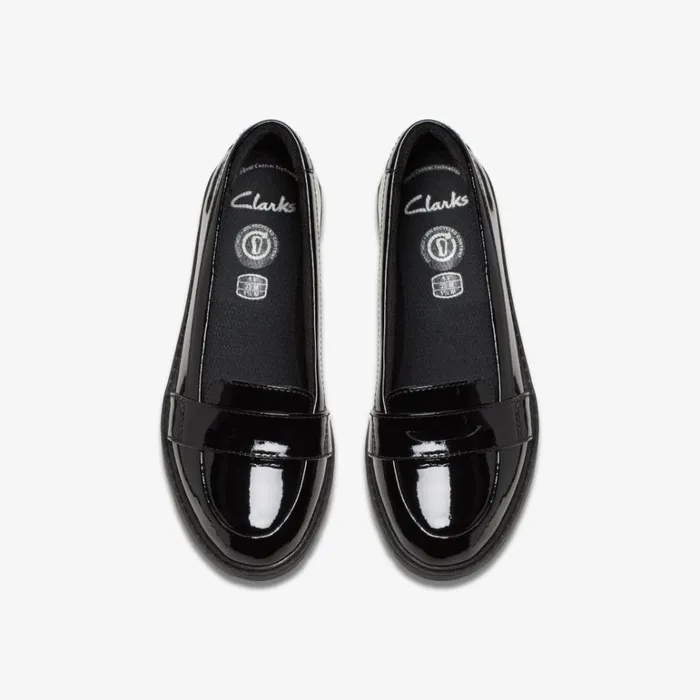 Clarks Scala Loafer Kid Black Patent Loafers Black Patent Kids School Shoes
