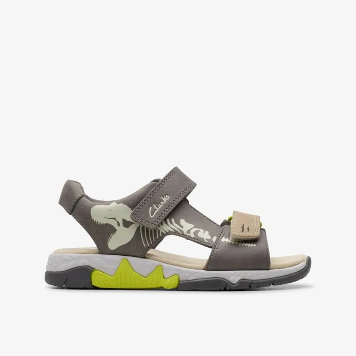 Clarks Spiney Tail Kid Grey Flat Sandals Grey Kids Sandals