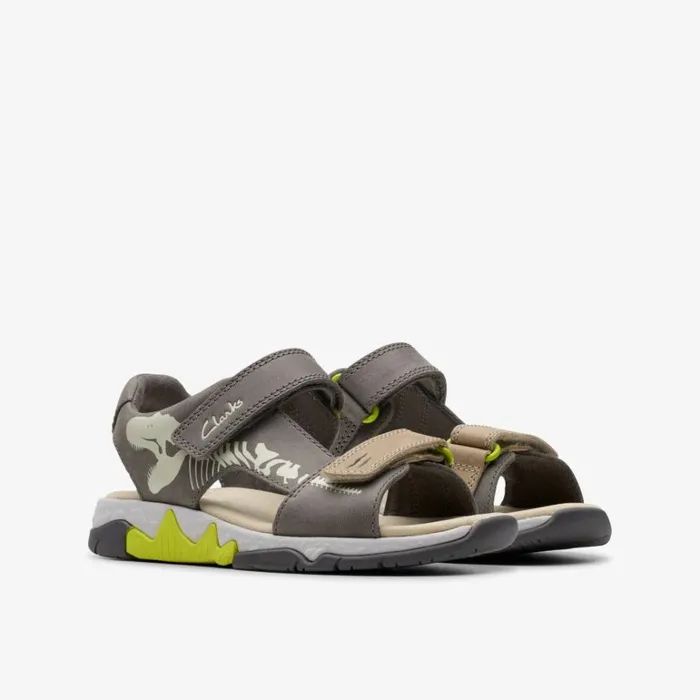 Clarks Spiney Tail Kid Grey Flat Sandals Grey Kids Sandals