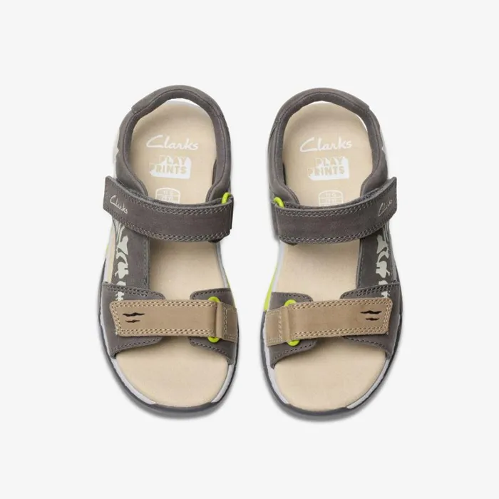 Clarks Spiney Tail Kid Grey Flat Sandals Grey Kids Sandals