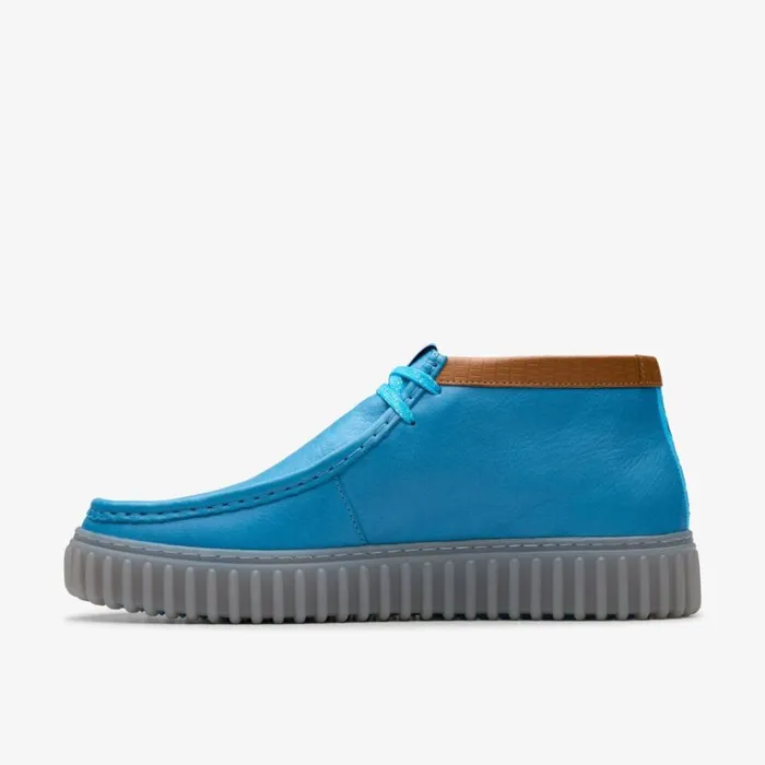 Clarks Torhill Explore Blue Leather Ankle Boots Blue Leather Women Lace Up Boots