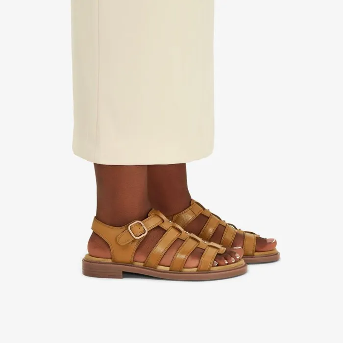 Clarks Trivanni Lux Tan Leather Flat Sandals Tan Leather Women Flat Sandals
