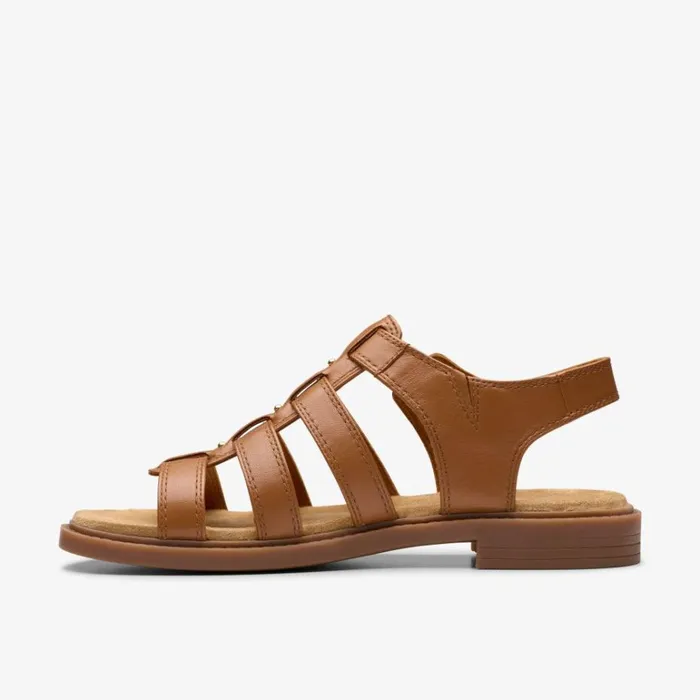 Clarks Trivanni Lux Tan Leather Flat Sandals Tan Leather Women Flat Sandals
