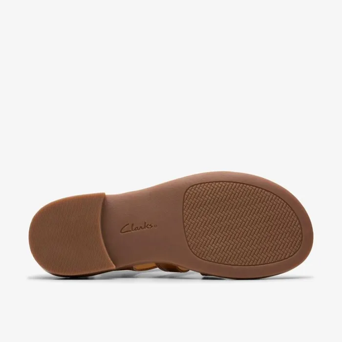 Clarks Trivanni Lux Tan Leather Flat Sandals Tan Leather Women Flat Sandals