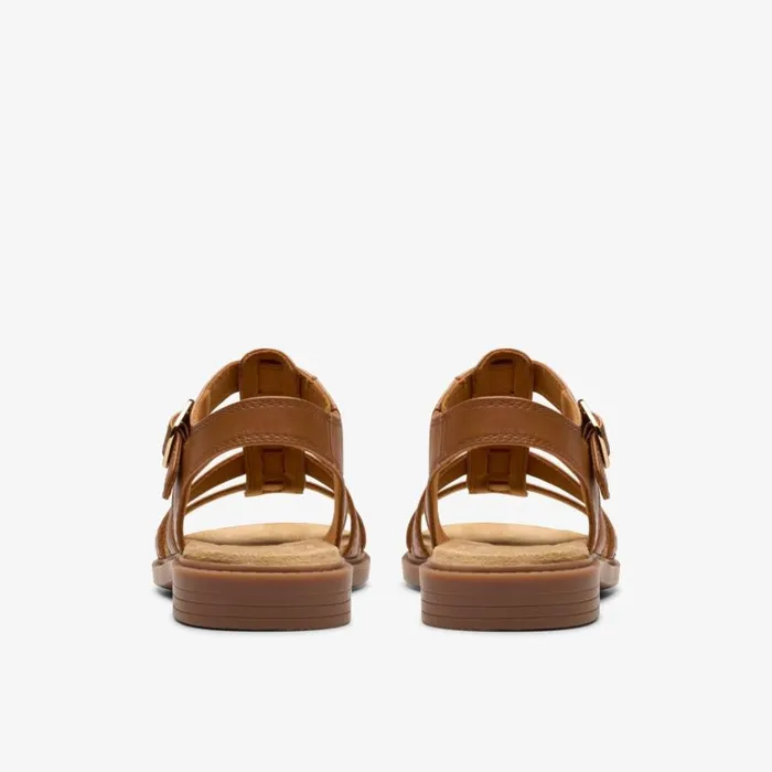 Clarks Trivanni Lux Tan Leather Flat Sandals Tan Leather Women Flat Sandals
