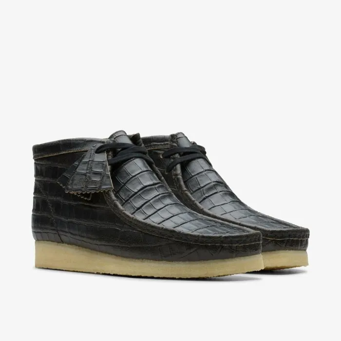 Clarks Wallabee Boot Black Crocodile Distress Wallabee Black Crocodile Distress Men Wallabees
