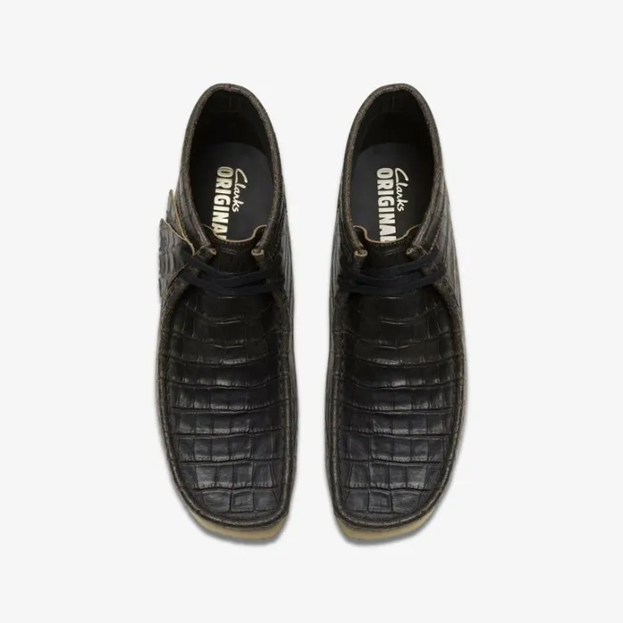 Clarks Wallabee Boot Black Crocodile Distress Wallabee Black Crocodile Distress Men Wallabees