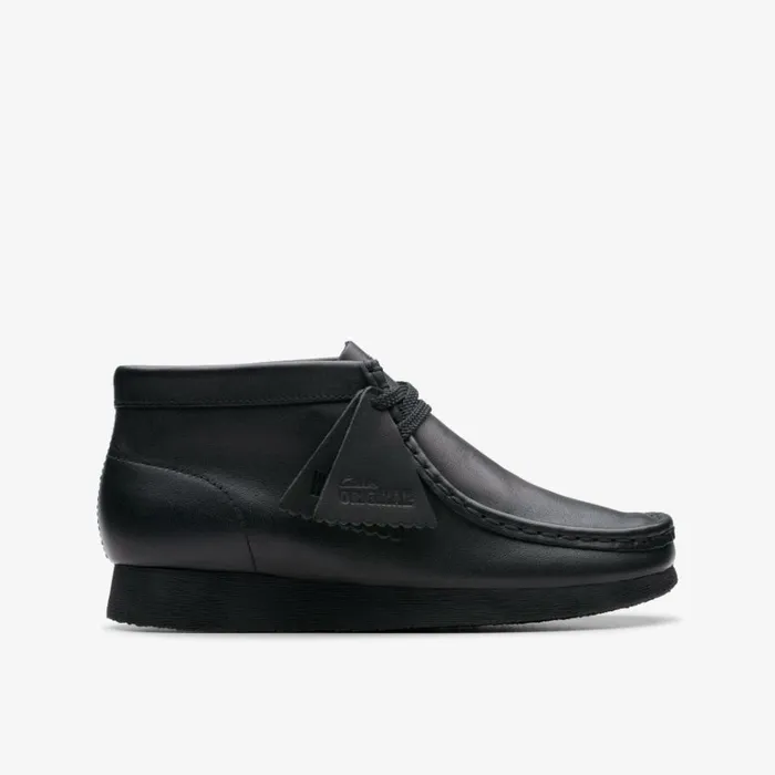 Clarks Wallabee Boot Older Black Leather Boots Black Leather Kids School Shoes