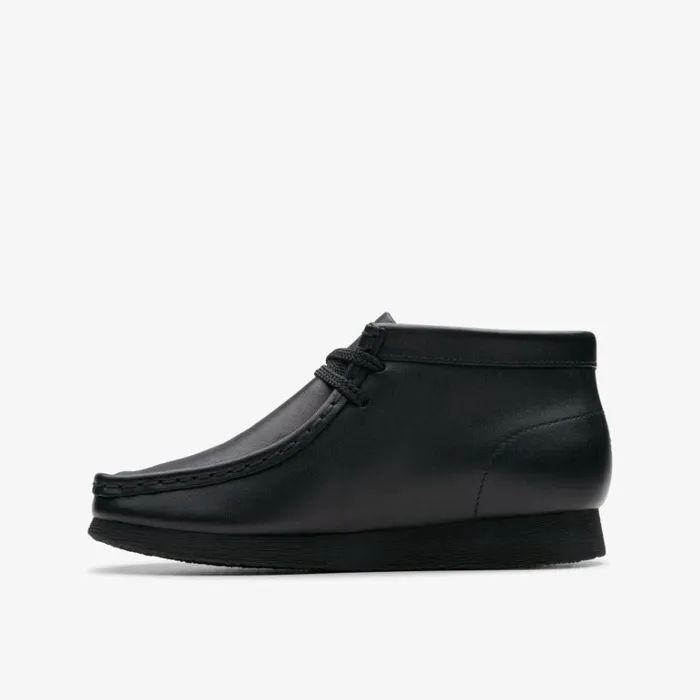 Clarks Wallabee Boot Older Black Leather Boots Black Leather Kids School Shoes