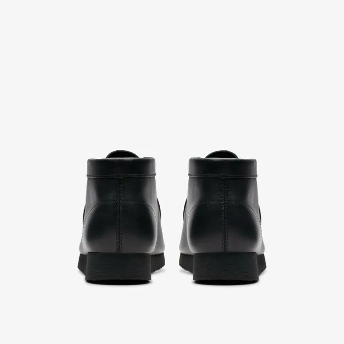 Clarks Wallabee Boot Older Black Leather Boots Black Leather Kids School Shoes