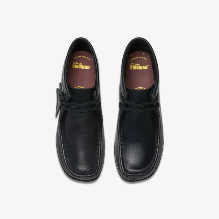 Clarks Wallabee Boot Older Black Leather Boots Black Leather Kids School Shoes