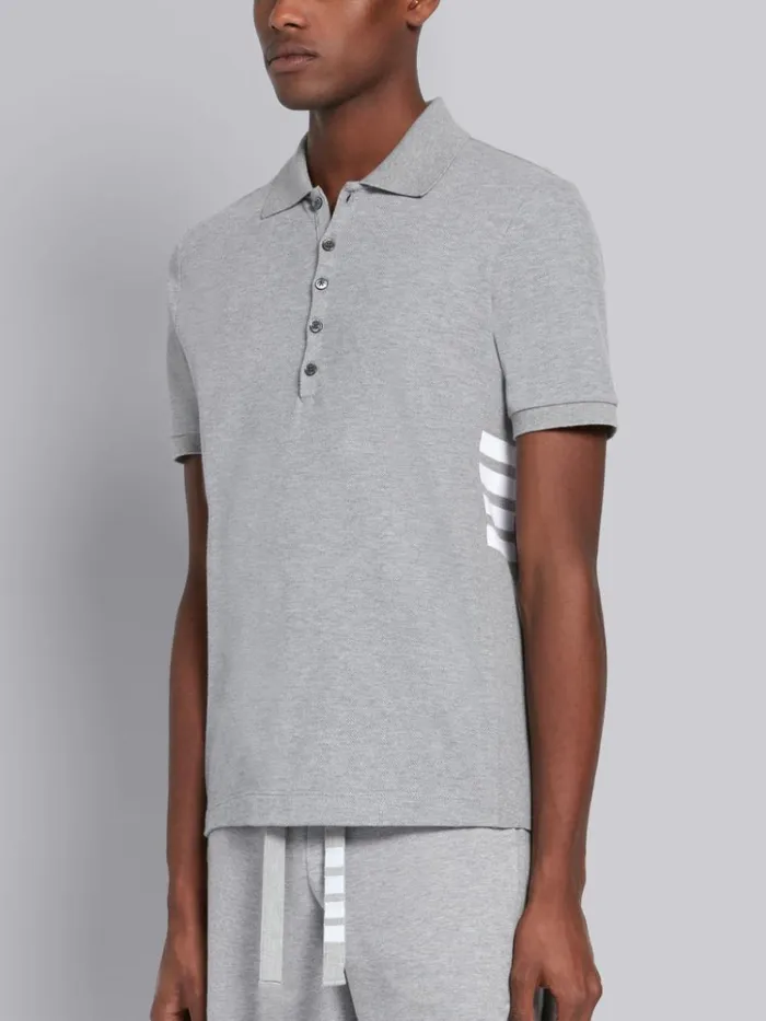 Classic Cotton Pique Side Insert 4 bar Polo Light Grey Men Thom Browne Tshirts and Polos
