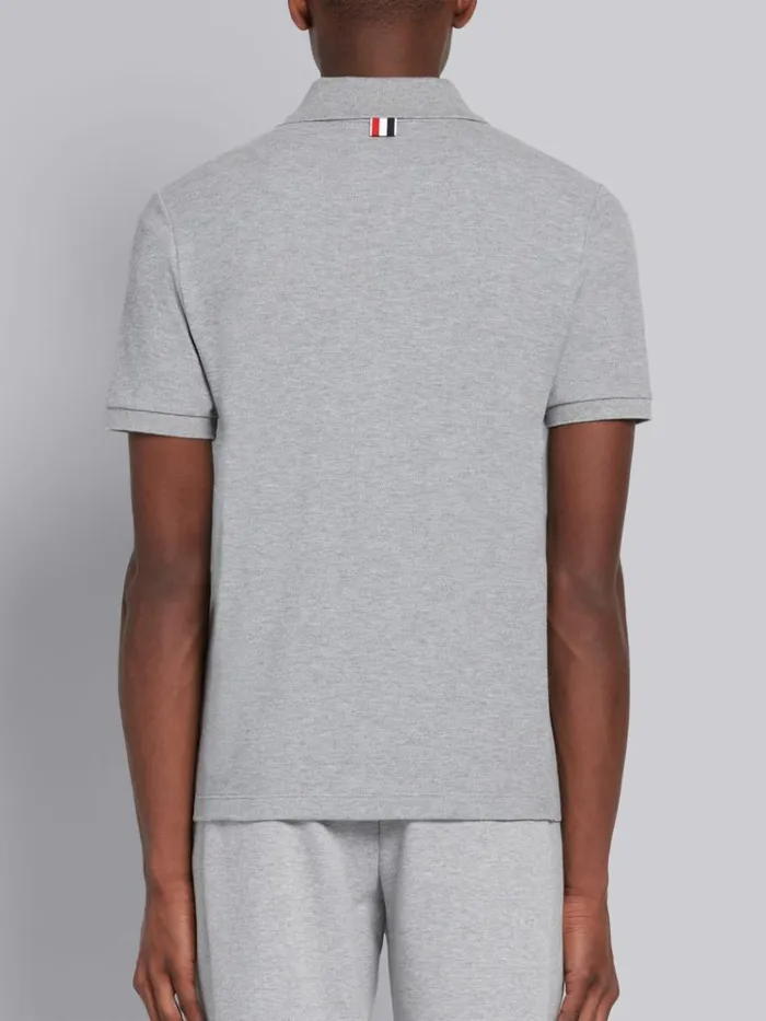 Classic Cotton Pique Side Insert 4 bar Polo Light Grey Men Thom Browne Tshirts and Polos
