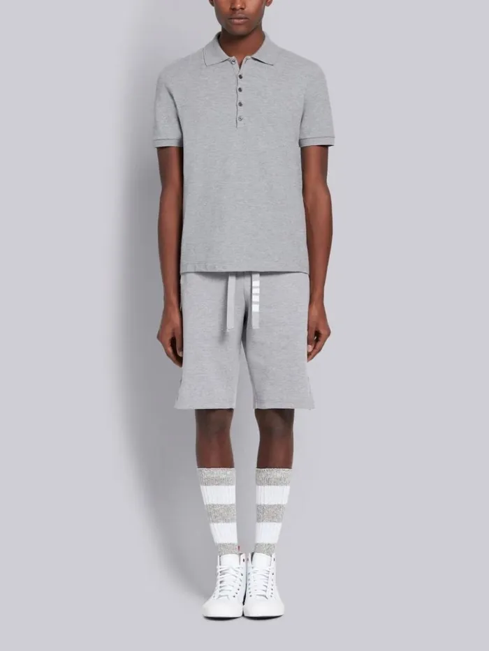 Classic Cotton Pique Side Insert 4 bar Polo Light Grey Men Thom Browne Tshirts and Polos