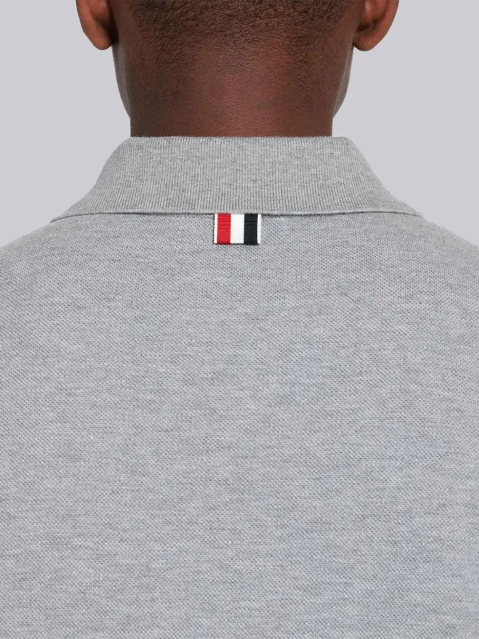 Classic Cotton Pique Side Insert 4 bar Polo Light Grey Men Thom Browne Tshirts and Polos