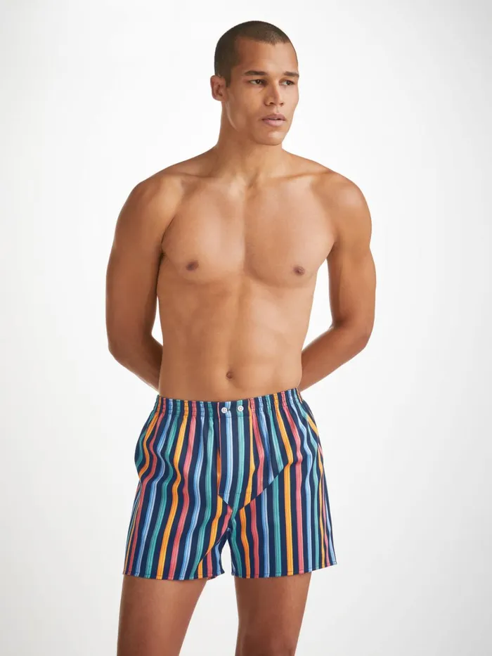 Classic Fit Boxer Shorts Men Derek Rose Classic Fit Boxers Wellington 56 Cotton Multi