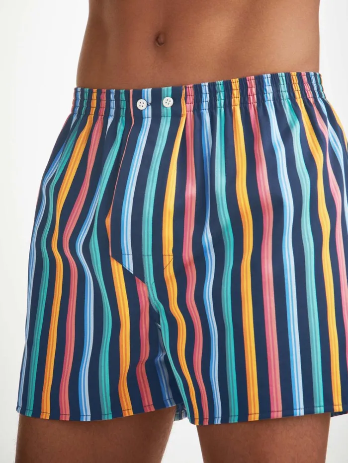 Classic Fit Boxer Shorts Men Derek Rose Classic Fit Boxers Wellington 56 Cotton Multi